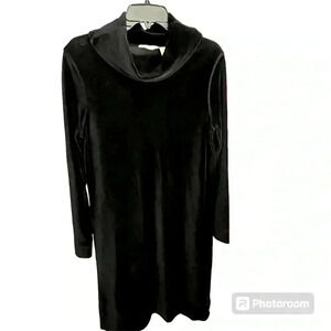 J. Jill Womens Black Soft Velvet Velour Long Sleeve Cowl Neck Shift Dress Medium
